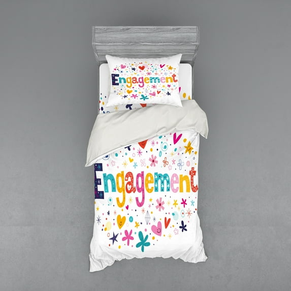 Ambesonne Colorful Bedding Set 3 Pcs, Engagement Party, Twin, Multicolor