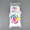 thumbnail image 1 of Ambesonne Colorful Bedding Set 3 Pcs, Grunge Pacifism Theme, Twin, Multicolor, 1 of 2