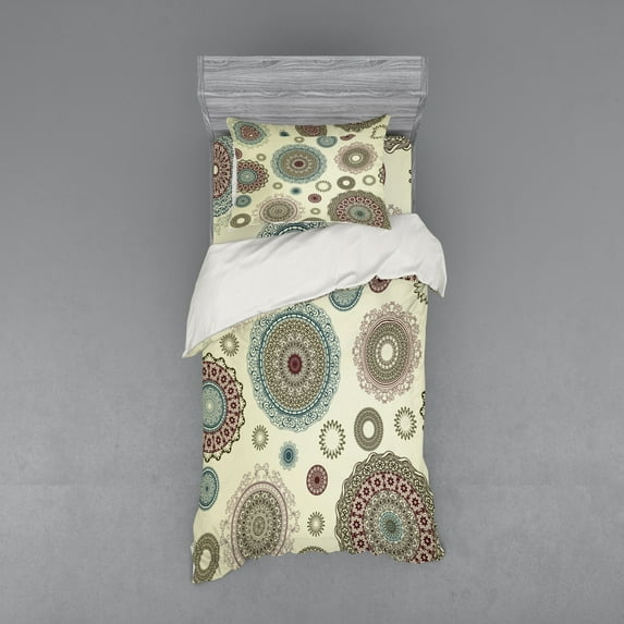 Ambesonne Colorful Bedding Set 3 Pcs, Oriental Round Motifs, Twin, Multicolor