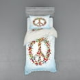 thumbnail image 1 of Ambesonne Colorful Bedding Set 3 Pcs, Peace Sign with Hearts, Twin XL, Multicolor, 1 of 3