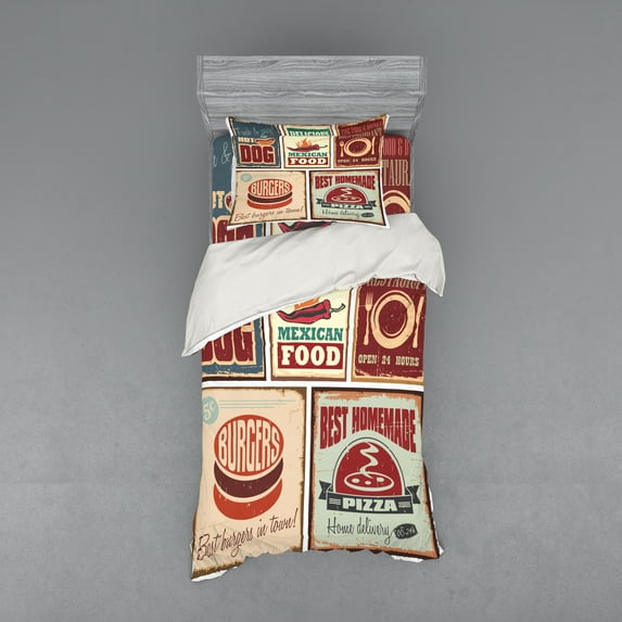 Ambesonne Colorful Bedding Set 3 Pcs, Retro Mexican Tin Sign, Twin XL, Multicolor