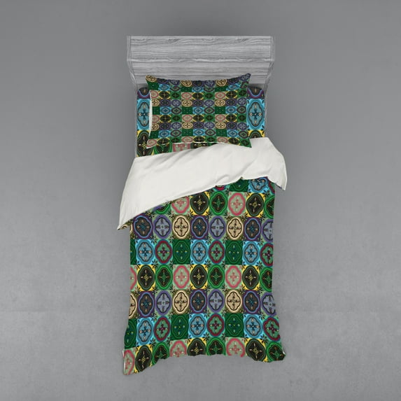 Ambesonne Colorful Bedding Set 3 Pcs, Traditional Vibrant, Twin XL, Multicolor