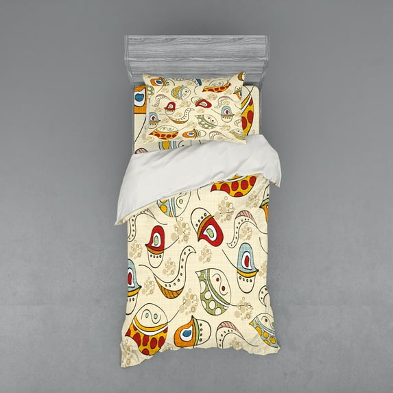 Ambesonne Colorful Bedding Set 3 Pcs, Trippy Leaf, Twin, Multicolor
