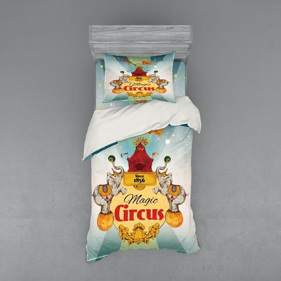 Ambesonne Colorful Bedding Set 3 Pcs, Vintage Circus Tent, Twin, Multicolor