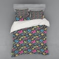 thumbnail image 1 of Ambesonne Colorful Bedding Set 4 Pcs, Butterflies on Zebra, Queen, Yellow Blue Pink, 1 of 2
