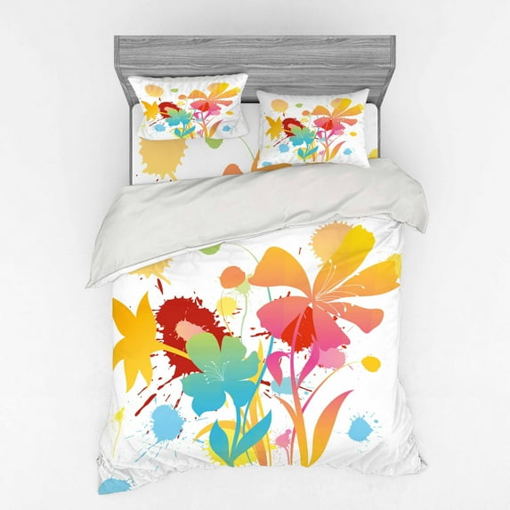 Ambesonne Colorful Bedding Set 4 Pcs, Hawaiian Beach Party, Queen, Multicolor