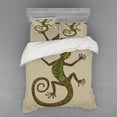 thumbnail image 1 of Ambesonne Colorful Bedding Set 4 Pcs, Lizard Pattern, Queen, Green Tan, 1 of 2