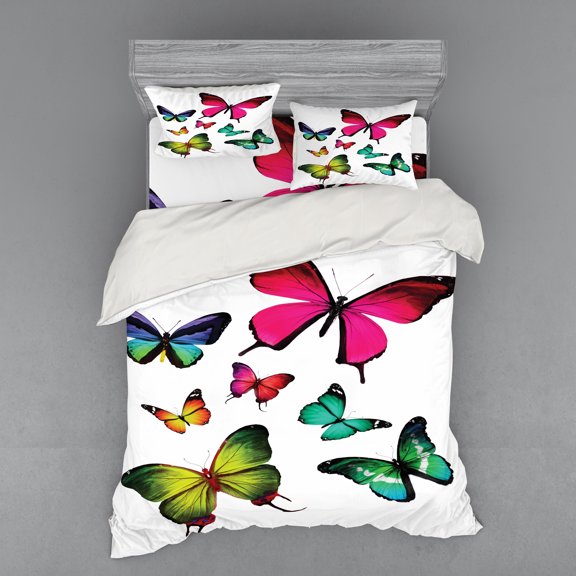 Ambesonne Colorful Bedding Set 4 Pcs, Summer Tropic Jungle, Queen, Multicolor