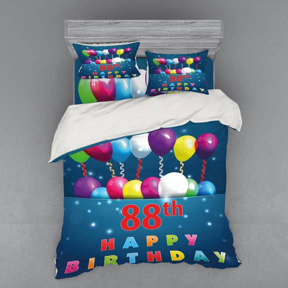 Ambesonne Colorful Bedding Set 4 Pcs, Surprise Balloon, Queen, Multicolor