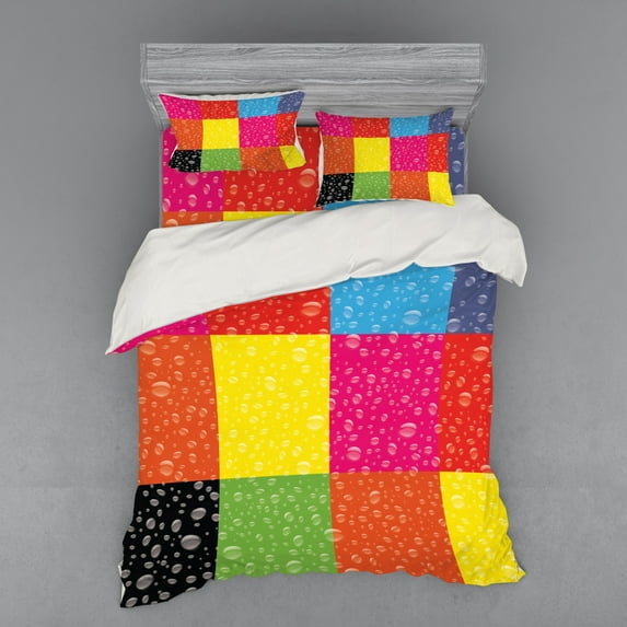Ambesonne Colorful Bedding Set 4 Pcs, Vibrant Rainbow Colors, Queen, Multicolor
