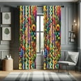 thumbnail image 1 of Ambesonne Colorful Curtains 2 Panel Set, Abstract Garden on Squares, Pair of - 28" x 63", Yellow and Multicolor, 1 of 4