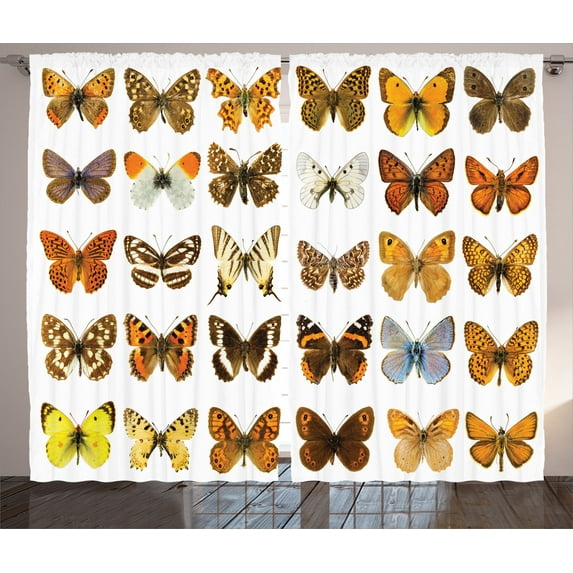 Ambesonne Colorful Curtains 2 Panel Set, Butterfly Miracle Wing, 108" x 84", Multicolor