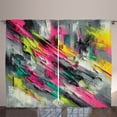 thumbnail image 1 of Ambesonne Colorful Curtains 2 Panel Set, Futurist Painting Strokes, 108" x 84", Hot Pink Lime Green Teal, 1 of 2