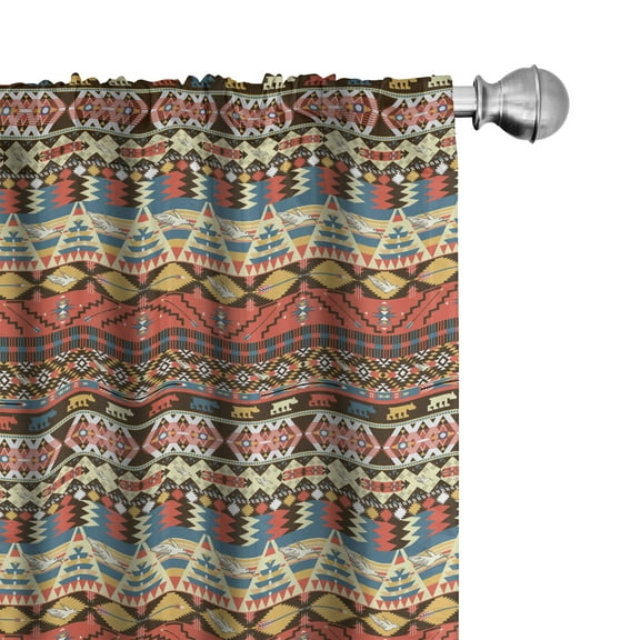 Ambesonne Colorful Curtains, Aztec Birds Arrows, Pair of 28"x84", Multicolor