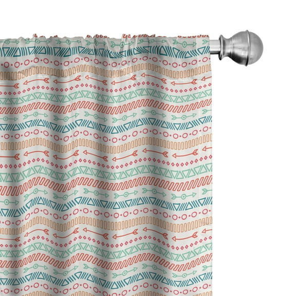 Ambesonne Colorful Curtains, Aztec Tribe Maya Arrow, Pair of 28"x63", Multicolor