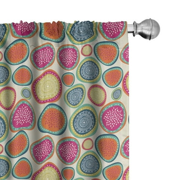 Ambesonne Colorful Curtains, Boho Mandala Circles Dots, Pair of 28"x95", Multicolor