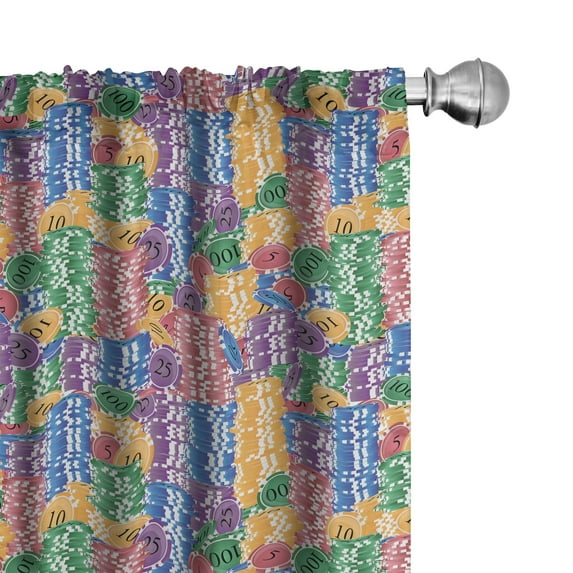 Ambesonne Colorful Curtains, Casino Chips Luck, Pair of 28"x84", Multicolor