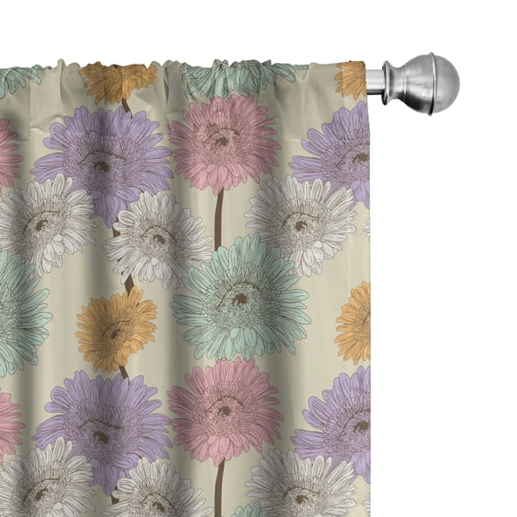 Ambesonne Colorful Curtains, Chrysanthemum Plants, Pair of 28"x95", Multicolor