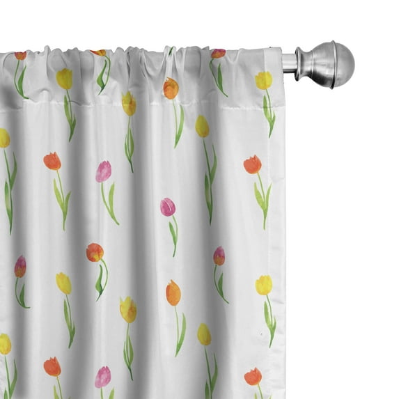 Ambesonne Colorful Curtains, Country Tulips, Pair of 28"x63", Multicolor