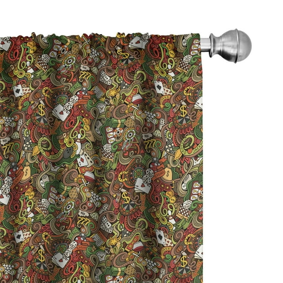 Ambesonne Colorful Curtains, Doodle Style Art Bingo, Pair of 28"x95", Multicolor