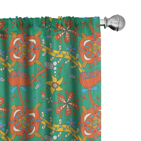 Ambesonne Colorful Curtains, Dot Cartoony Nature Design, Pair of 28"x95", Multicolor