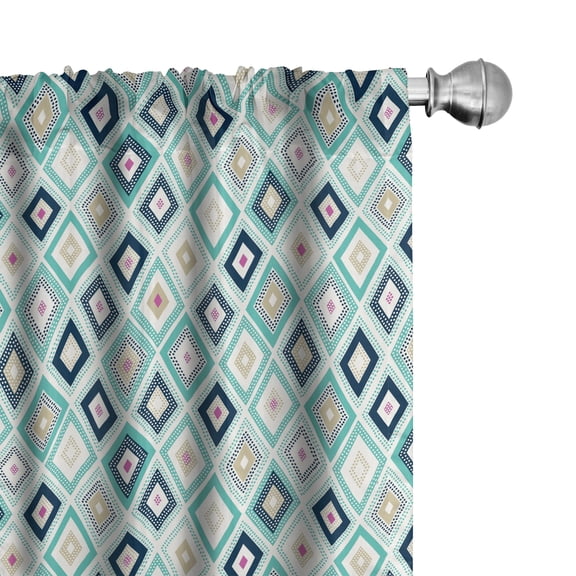 Ambesonne Colorful Curtains, Dots Rhombus Diamond, Pair of 28"x95", Multicolor Turquoise