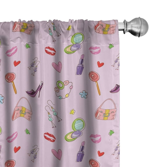 Ambesonne Colorful Curtains, Flora Fashion Lollipop, Pair of 28"x63", Multicolor