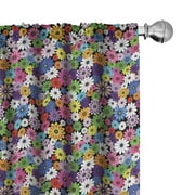 Ambesonne Colorful Curtains, Floral Vivid Daisies, Pair of 28"x63", Multicolor