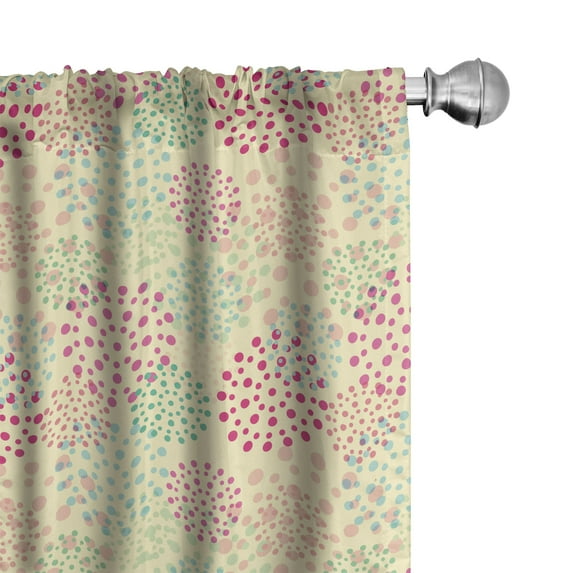 Ambesonne Colorful Curtains, Flowers Polka Dots, Pair of 28"x95", Multicolor