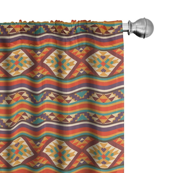 Ambesonne Colorful Curtains, Folkloric Hispanic Motifs, Pair of 28"x95", Multicolor