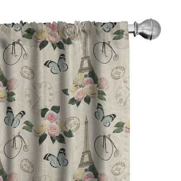 Ambesonne Colorful Curtains, French Eiffel Tower Image, Pair of 28"x84", Multicolor