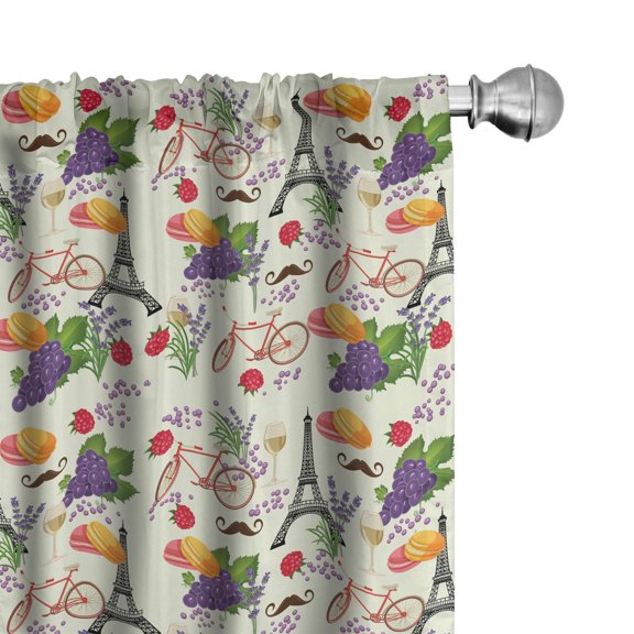 Ambesonne Colorful Curtains, French Wine Macarons, Pair of 28"x95", Multicolor
