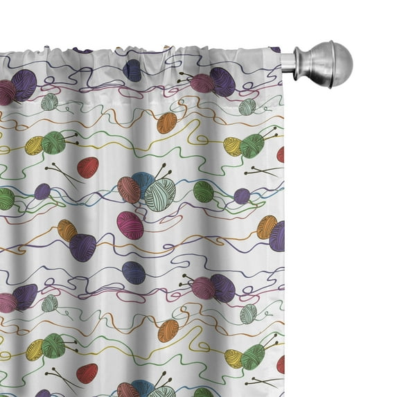 Ambesonne Colorful Curtains, Hobby Themed Balls, Pair of 28"x84", Multicolor