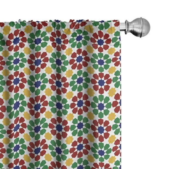 Ambesonne Colorful Curtains, Moroccan Star Zellige, Pair of 28"x63", Multicolor