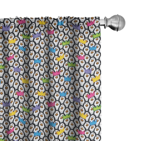 Ambesonne Colorful Curtains, Penguin Ice Animals, Pair of 28"x63", Multicolor