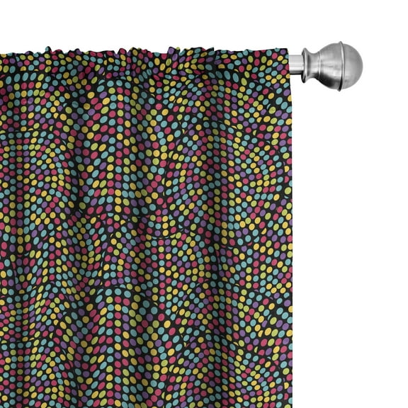 Ambesonne Colorful Curtains, Polka Dotted Rounds, Pair of 28"x63", Multicolor