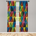 thumbnail image 1 of Ambesonne Colorful Curtains, Pyramid Forms Modern, Pair of 28"x84", Multicolor, 1 of 2