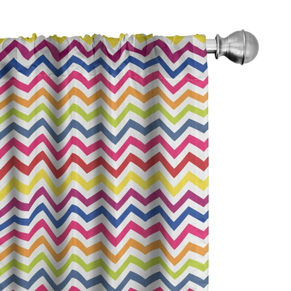 Ambesonne Colorful Curtains, Rainbow Chevron Fun, Pair of 28"x95", Multicolor