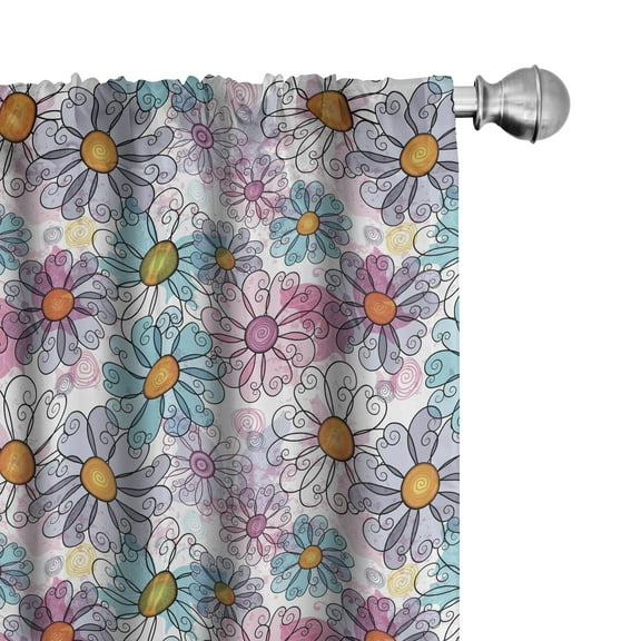 Ambesonne Colorful Curtains, Retro Spring Grunge, Pair of 28"x63", Multicolor