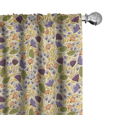 Ambesonne Colorful Curtains, Romantic Doodle Retro, Pair of 28"x84", Multicolor