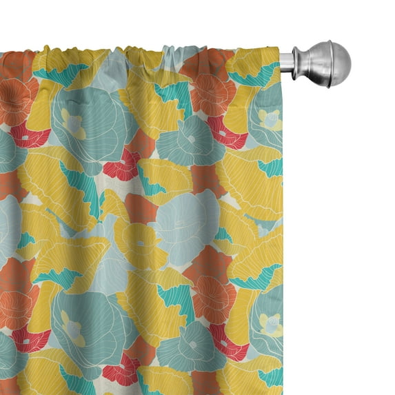 Ambesonne Colorful Curtains, Spring Nature Poppies, Pair of 28"x95", Multicolor