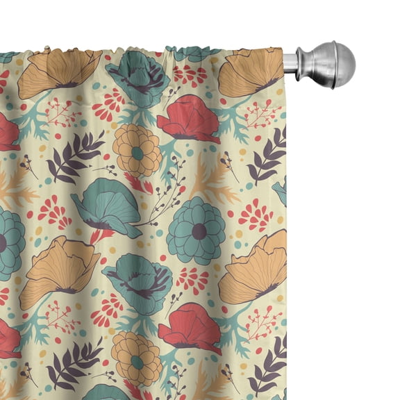 Ambesonne Colorful Curtains, Summer Season Flowers, Pair of 28"x95", Multicolor