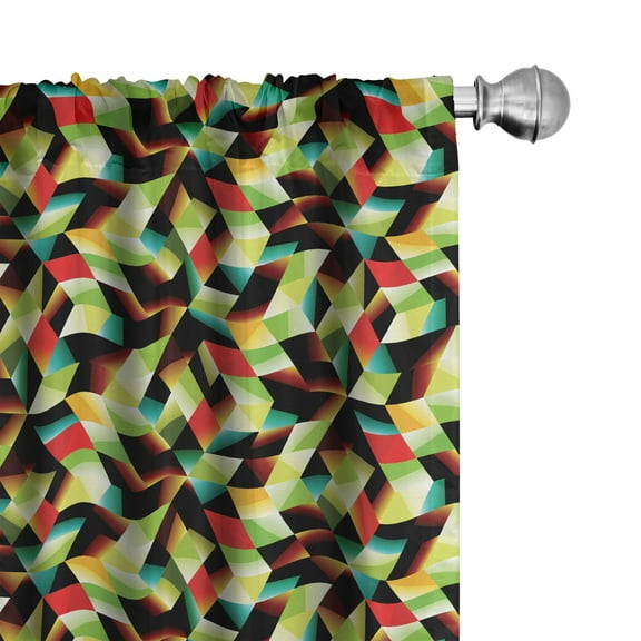Ambesonne Colorful Curtains, Triangles Futuristic, Pair of 28"x63", Multicolor