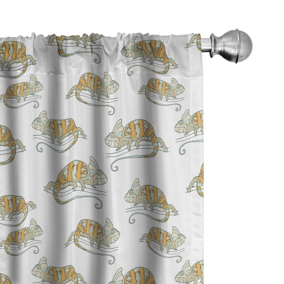 Ambesonne Colorful Curtains, Wild Chameleon Lizard, Pair of 28"x63", Multicolor