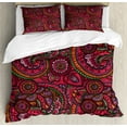 thumbnail image 1 of Ambesonne Colorful Duvet Cover Set, Traditional Art, King, Dark Coral Orange Green, 1 of 3