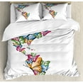 thumbnail image 1 of Ambesonne Colorful Duvet Cover Sets, America World Love Map, 2-Queen, Blue Pink Pale Orange, 1 of 7