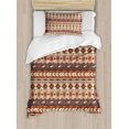 thumbnail image 1 of Ambesonne Colorful Duvet Cover Sets, Ethnic Ornament Details, 2-Twin, Brown Cinnamon Orange, 1 of 4