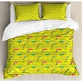 thumbnail image 1 of Ambesonne Colorful Duvet Cover Sets, Grunge Underwater Sharks, 2-Queen, Yellow Turquoise and Magenta, 1 of 6