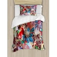 thumbnail image 1 of Ambesonne Colorful Duvet Cover Sets, Peacock Feather Animal, 2-Twin, Green Blue Red, 1 of 3