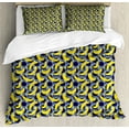 thumbnail image 1 of Ambesonne Colorful Duvet Cover Sets, Vintage Pop Art Banana, 2-King, Yellow Dark Blue Grey, 1 of 6